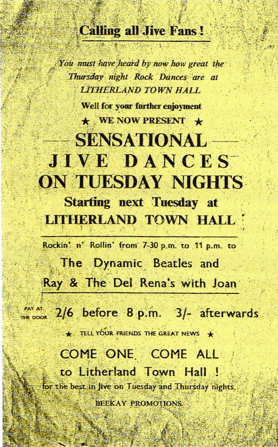 February 1961 beatles Litherland Town Hall