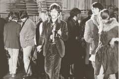 February 10, 1967 - Back of Ringo, George, Pattie Boyd, John, unknown woman, Mike Nesmith and Phyllis Nesmith at Abbey Road Studios.