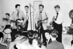 1957, November 23, The Quarry Men at the New Clubmoor Hall, Broadway, Liverpool.