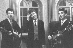 1958, December 20, Paul, John and George playing after the wedding of George's brother, Harry