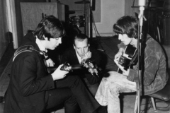1965 - Paul, George Martin, and George Harrison, sessions for Rubber Soul album