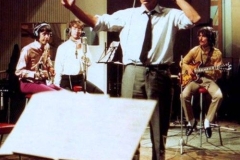 Happt 90th boo Producer, George Martin and The Beatles recording All You Need Is Love, 1967.