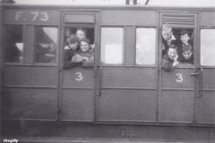 23 -John Lennon (left window, squished in the top) on a Dovedale Primary School trip to the Isle of Man in the summer of 1951.