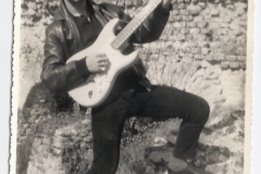 1961- Ringo Starr posing with a guitar when he was still with Rory Storm and the Hurricanes.