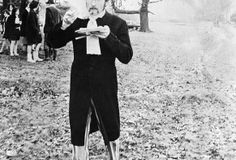 John on the set of the Strawberry Fields promo film. Sgt Pepper, 1967