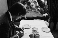 George at an impromptu autograph session during filming of A Hard Day's Night