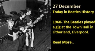 1960- The Beatles played a gig at the Town Hall in Litherland, Liverpool.