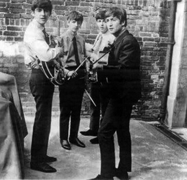 A picture of The Beatles, believed to have been taken outside The Ritz Ballroom,