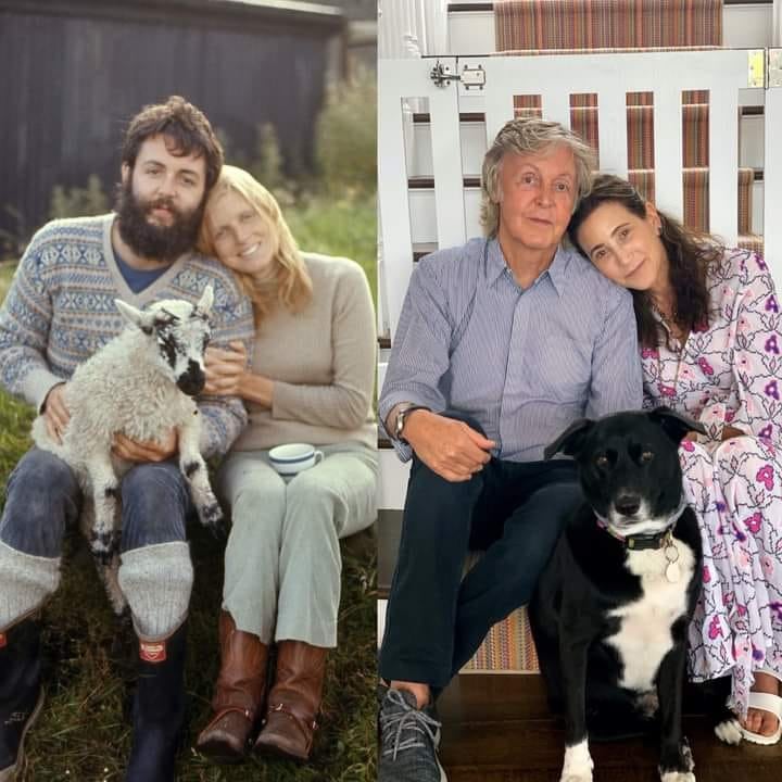 Here are Paul McCartney and Nancy with their rescue dog, Rose
