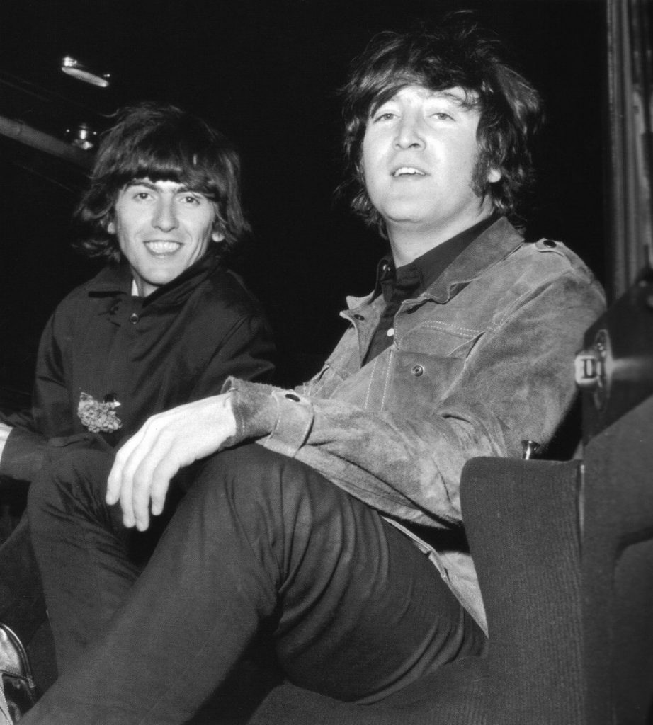 George Harrison and John Lennon, London Airport, September, 1965