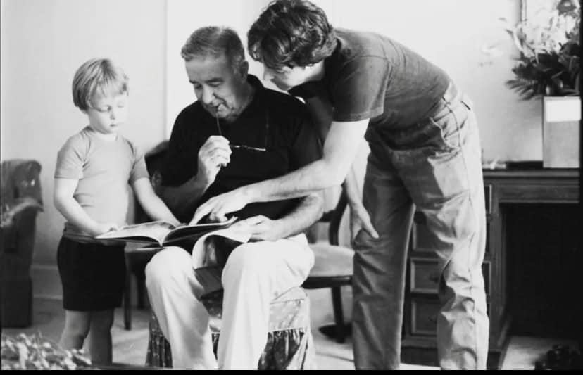 James with his dad and granddad - Sussex, 1983