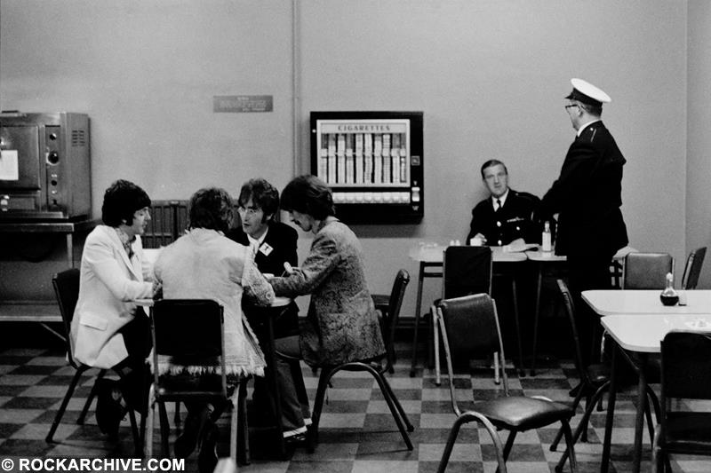 Sunday June 25, 1967. The Beatles sitting round a table in the Abbey Road Studios 